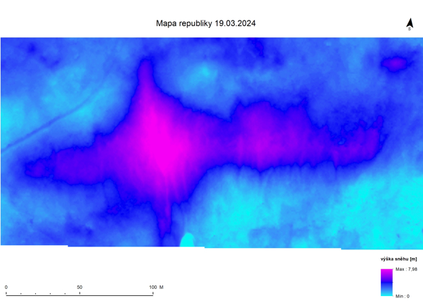 Ilustrace/grafika: Aktuální výškový profil na Mapě republiky z 19. března 2024, Správa KRNAP