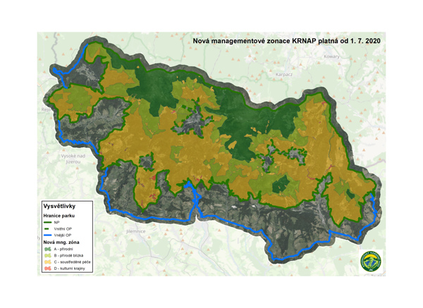 Nová managementová zonace KRNAP platná od 1. 7. 2020